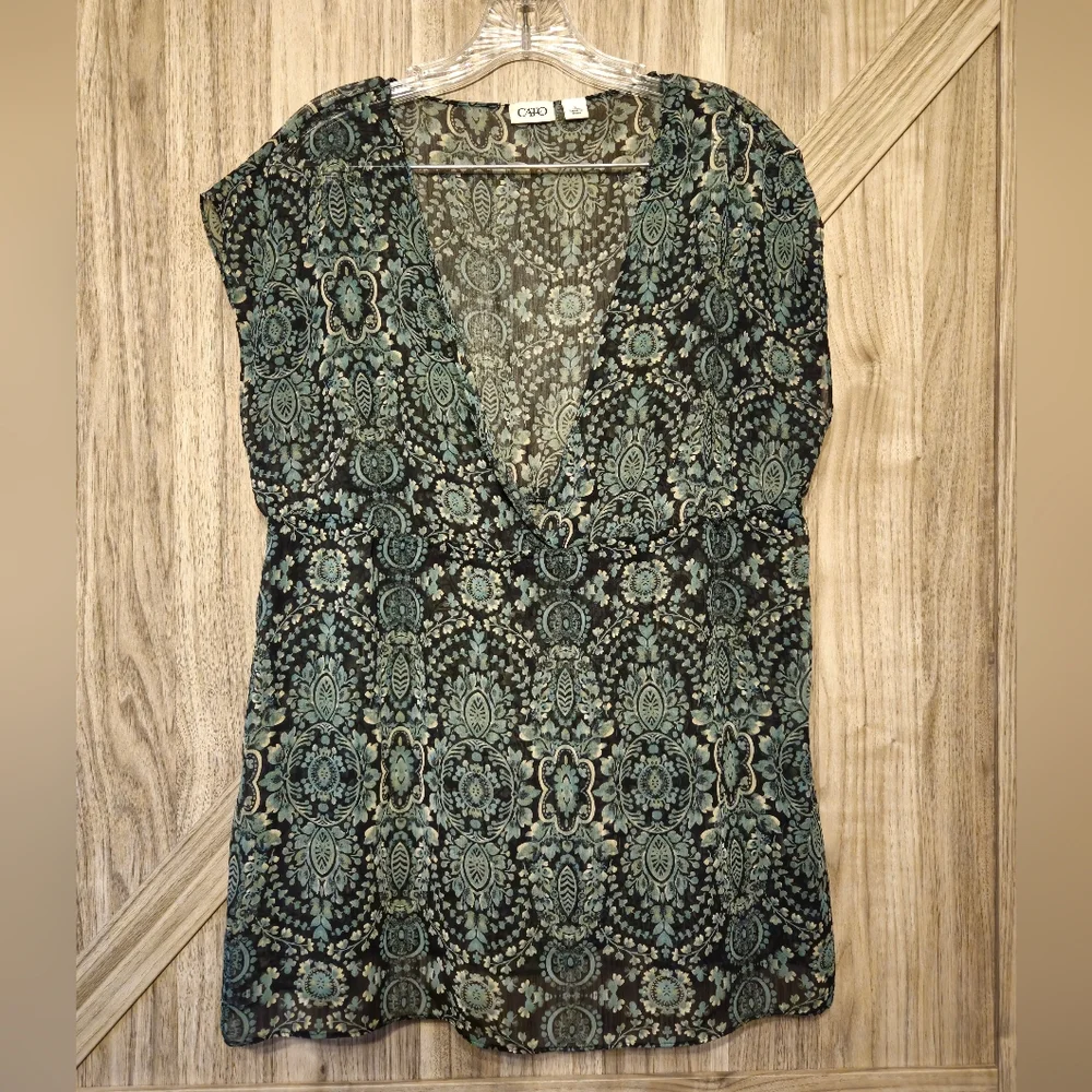 Cato Green And Black Paisley Patterned Blouse - Picture 1 of 9